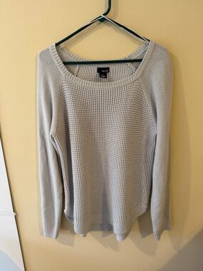Wet Seal Light Gray Scoop Neck Waffle Sweater